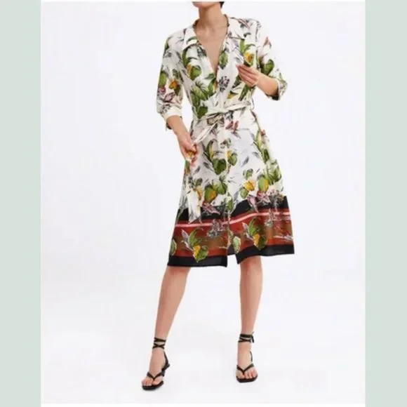 ZARA Tropical Print Duster Shirt Dress Size S - Picture 1 of 15